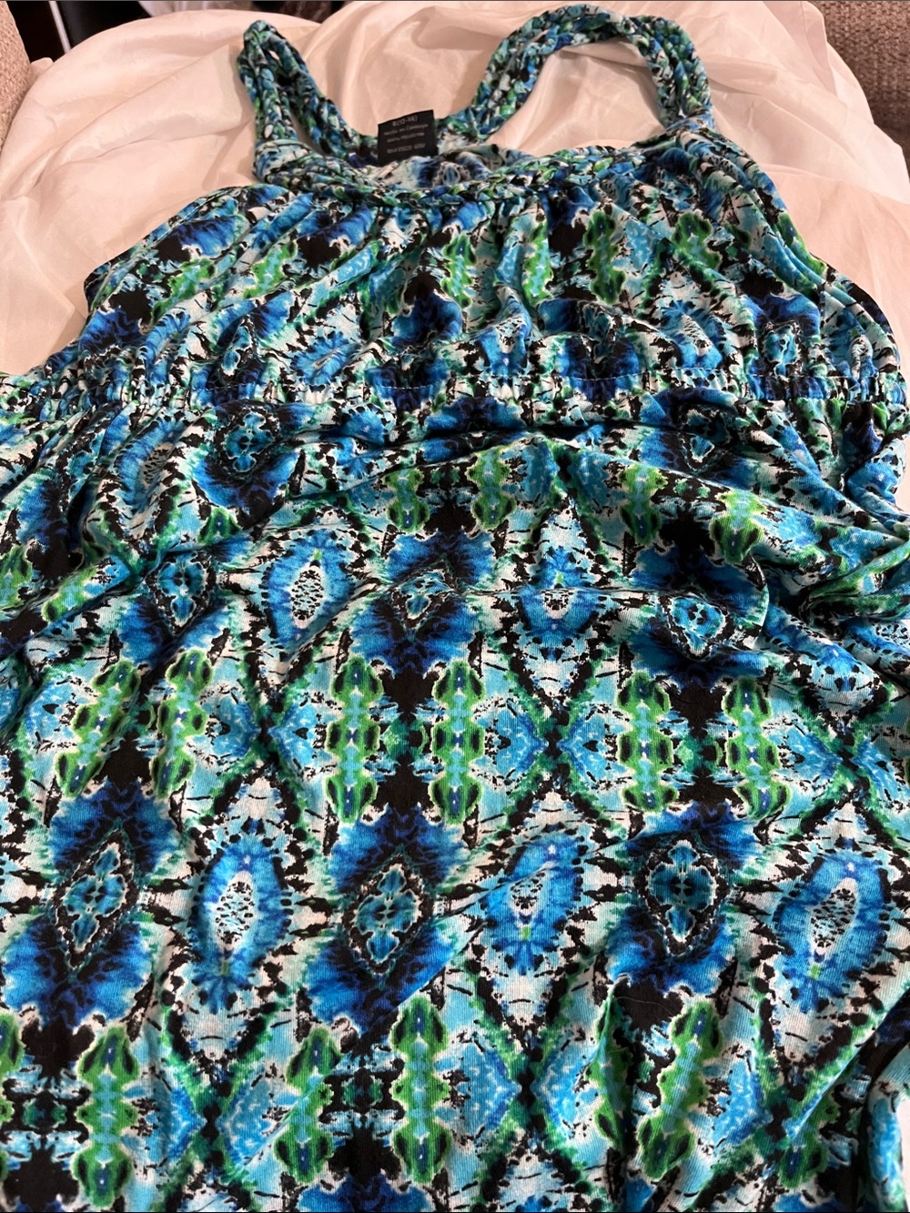 Faded Glory Blue & Green Printed Dress Tank
